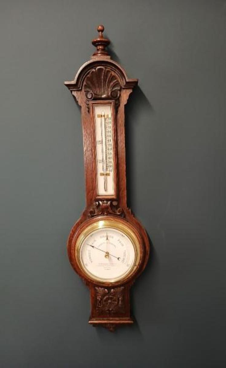 Small Victorian Negretti & Zambra Banjo Barometer - Image 1