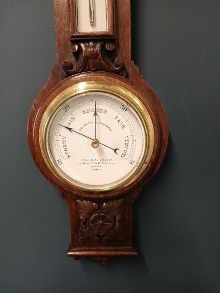 Small Victorian Negretti & Zambra Banjo Barometer - Image 2