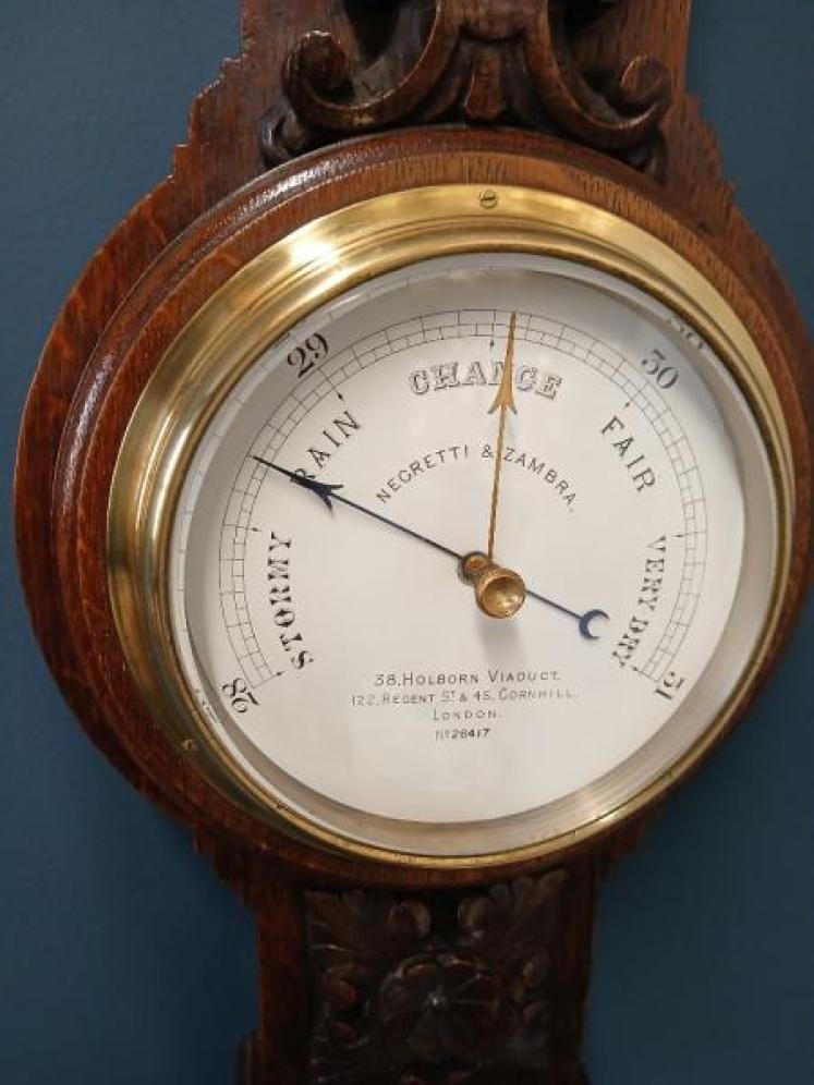 Small Victorian Negretti & Zambra Banjo Barometer - Image 4
