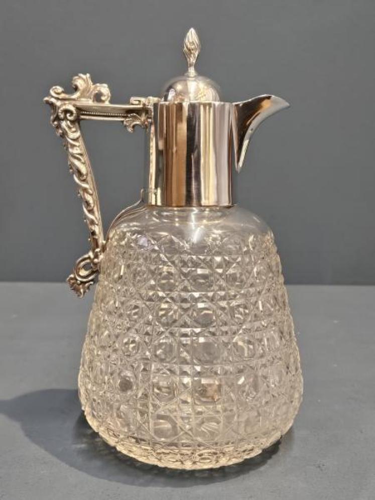 Victorian Silver and Crystal Claret Jug - Image 1