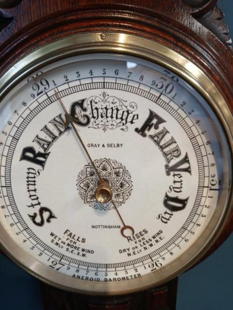 Victorian Polished Oak Nottingham Banjo Barometer - Image 4