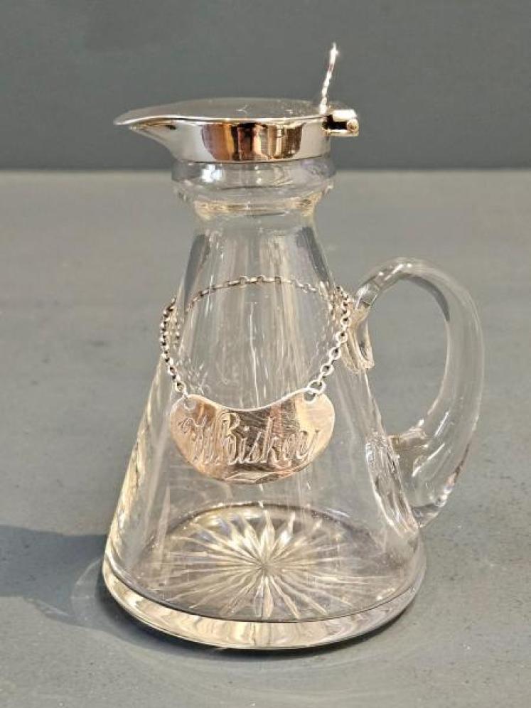 Hukin & Heath Silver Mounted Noggin and Label - Image 1