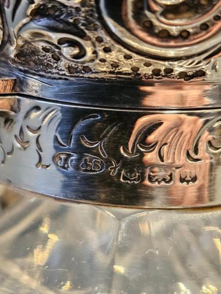 Large Edwardian Silver and Crystal Scent Bottle - Image 3