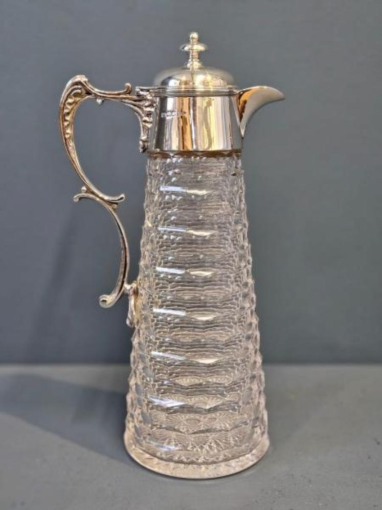 Edwardian Silver and Crystal Claret Jug - Image 1