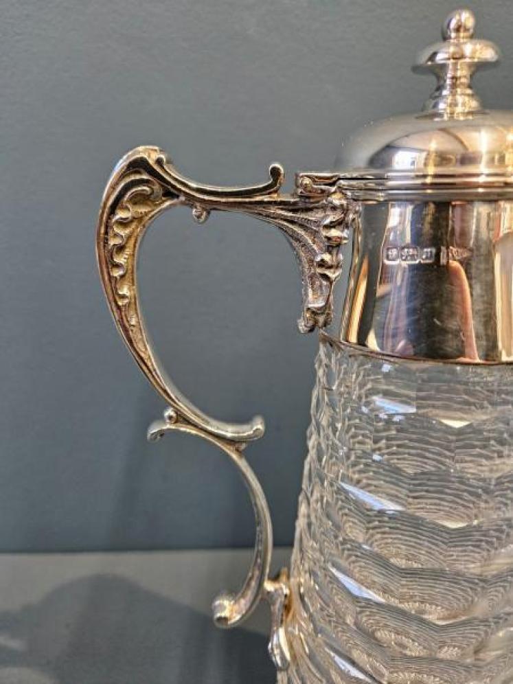 Edwardian Silver and Crystal Claret Jug - Image 2