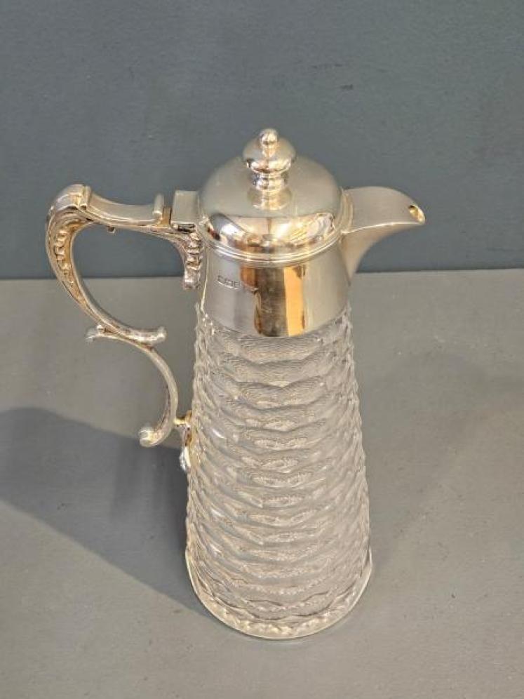 Edwardian Silver and Crystal Claret Jug - Image 3