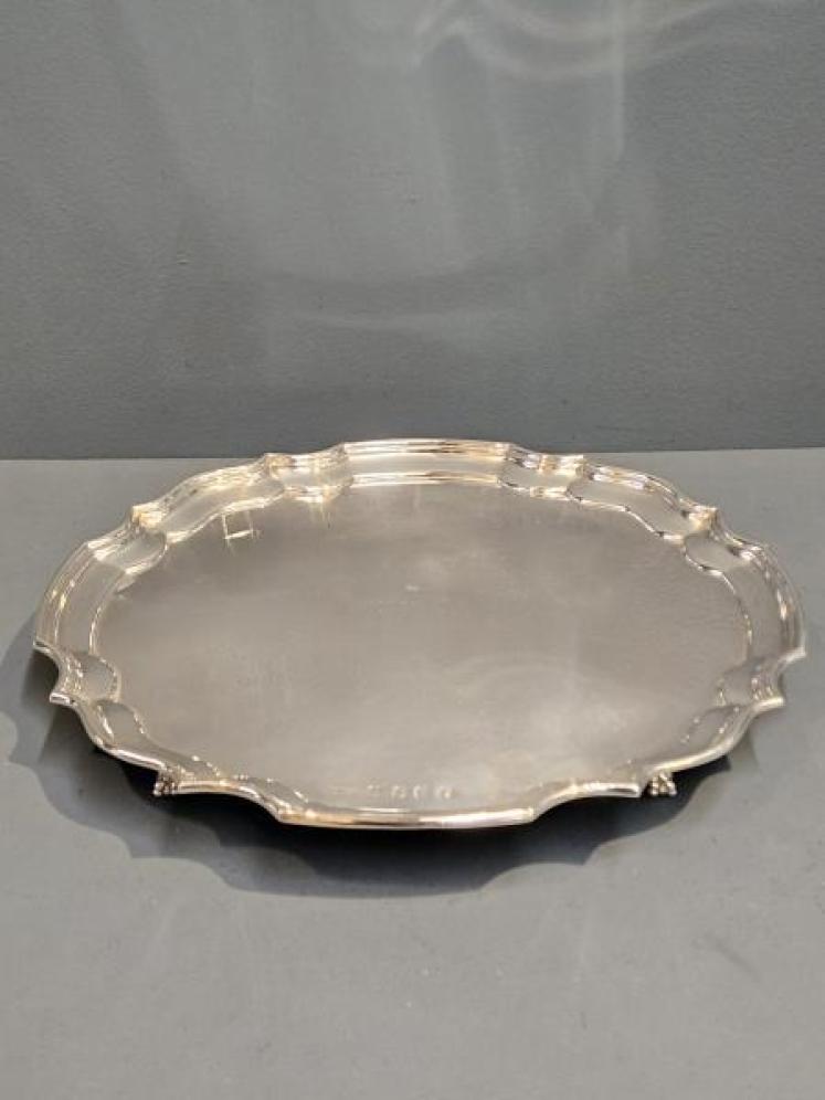 Heavy 13" Dublin Silver Salver - Image 1