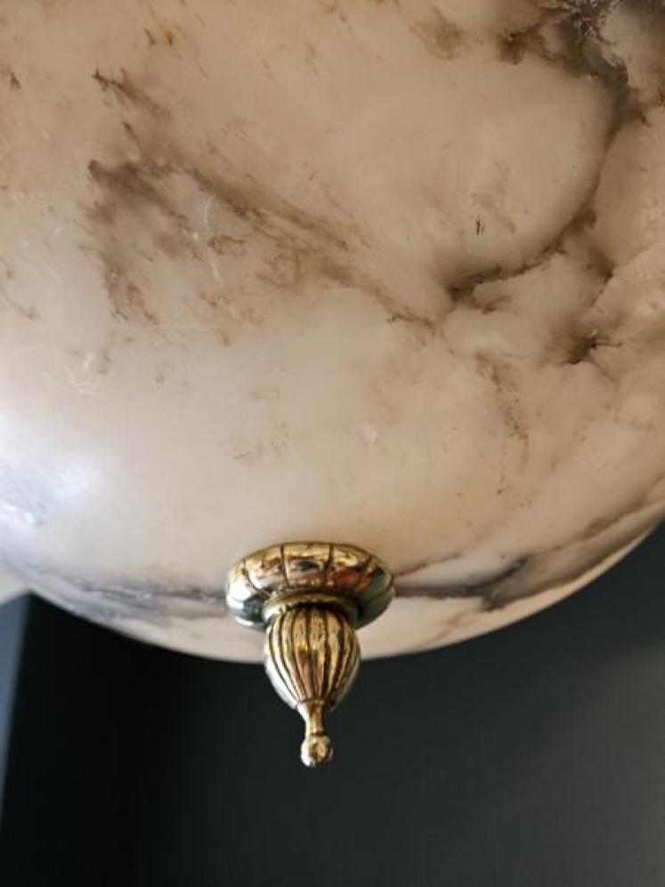 Outstanding Quality Edwardian Alabaster and Brass Chandelier - Image 7