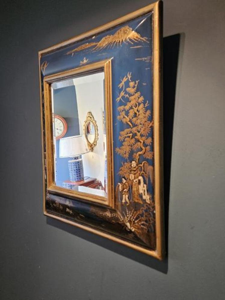 1920's Blue Chinoiserie Mirror - Image 2
