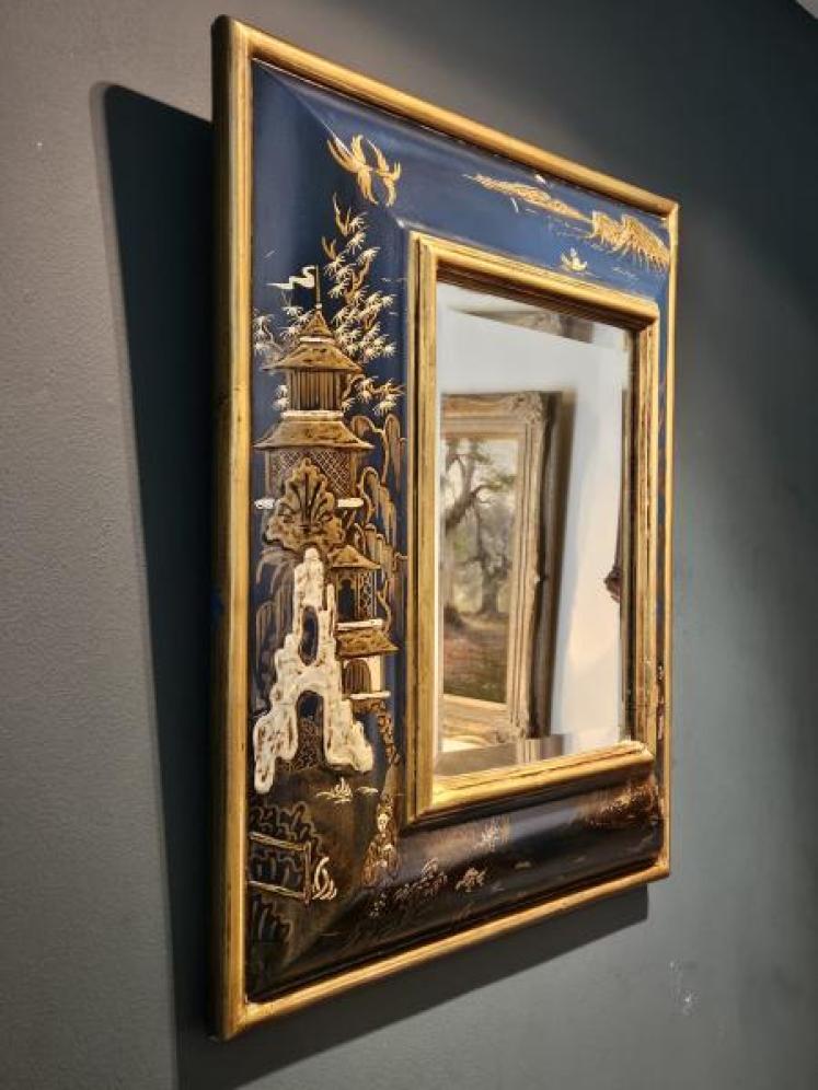 1920's Blue Chinoiserie Mirror - Image 5