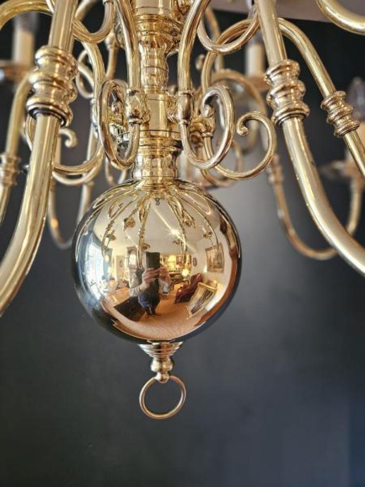 Edwardian Two Tier Brass Chandelier - Image 3