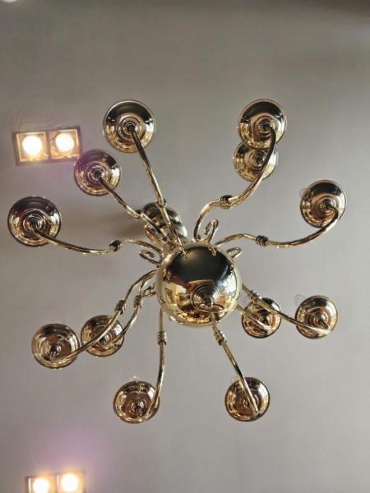 Edwardian Two Tier Brass Chandelier - Image 4