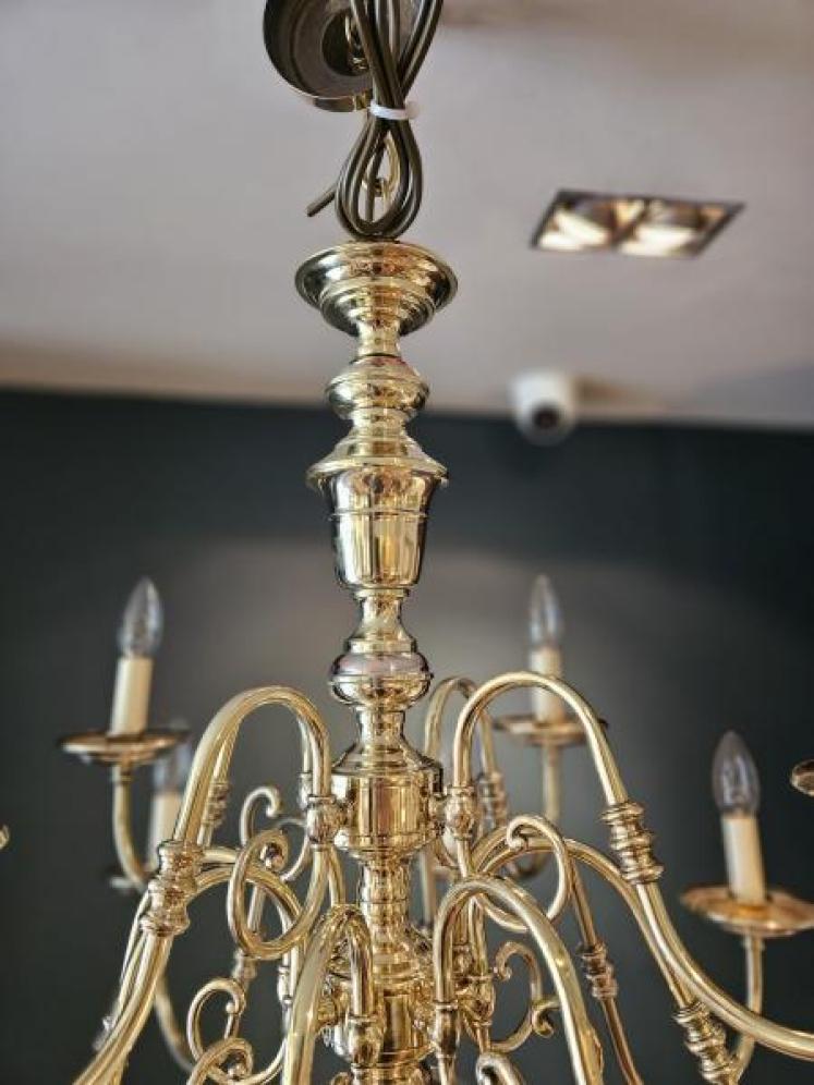 Edwardian Two Tier Brass Chandelier - Image 5