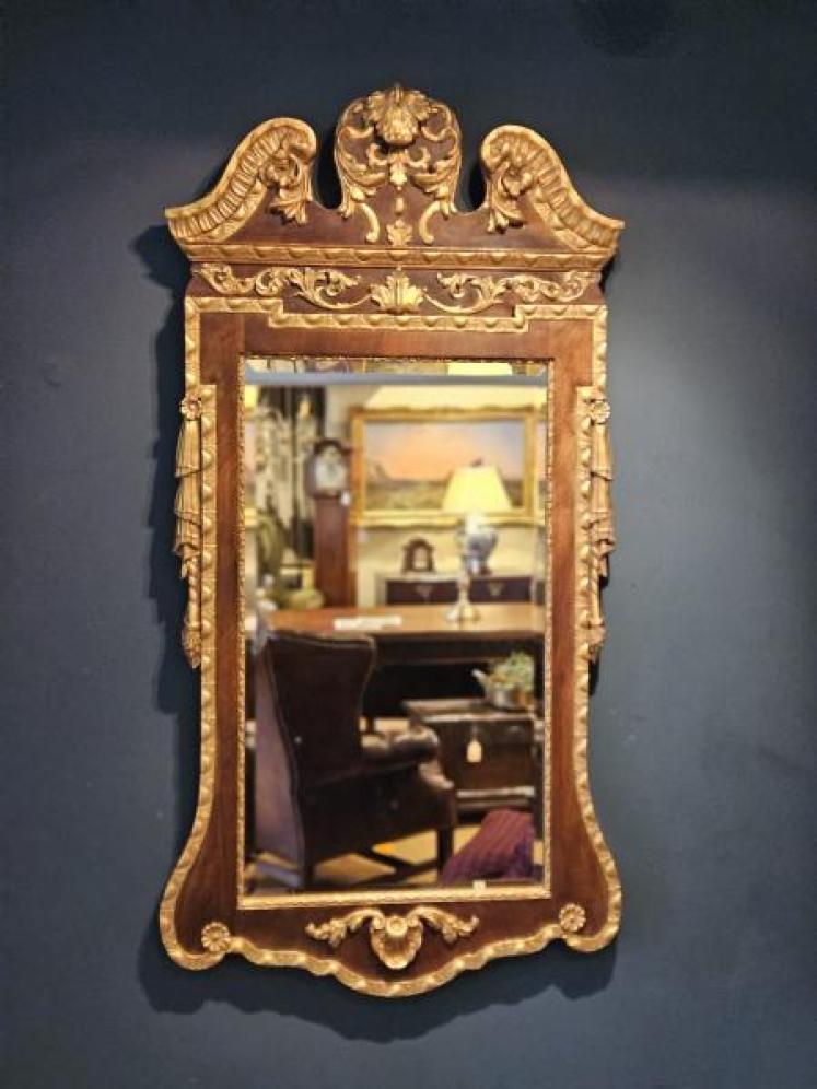 Quality Edwardian Walnut and Timber Gilt Mirror - Image 1
