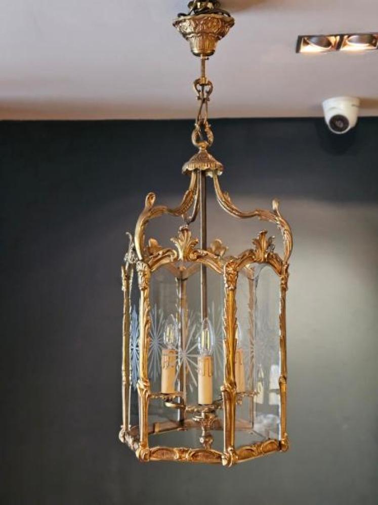 Gilt Brass Octagonal Lantern - Image 1