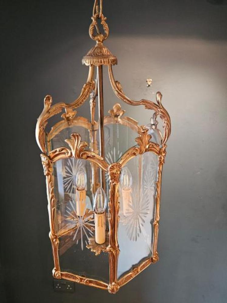 Gilt Brass Octagonal Lantern - Image 2