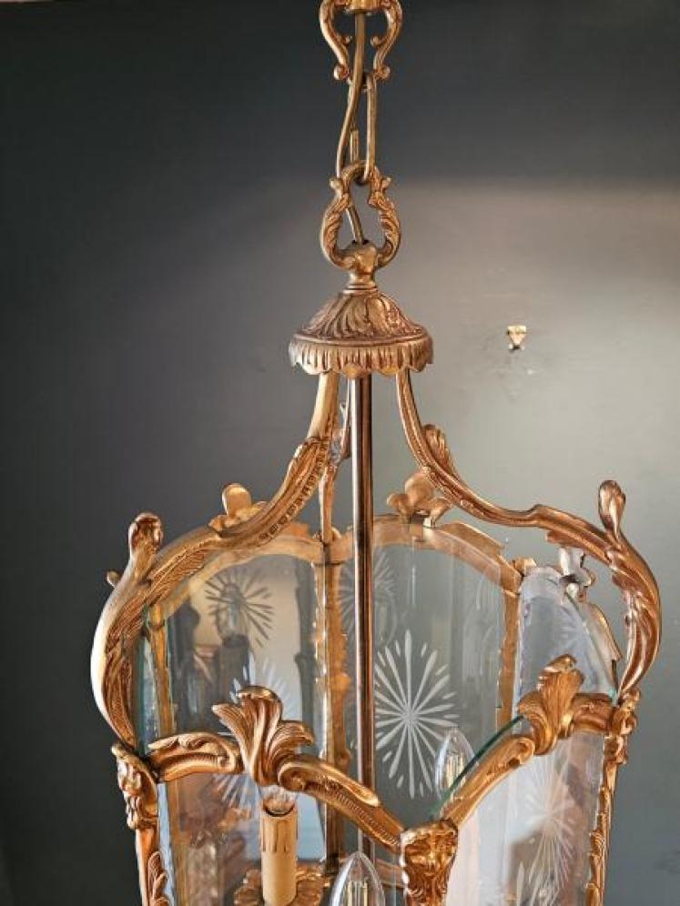 Gilt Brass Octagonal Lantern - Image 3