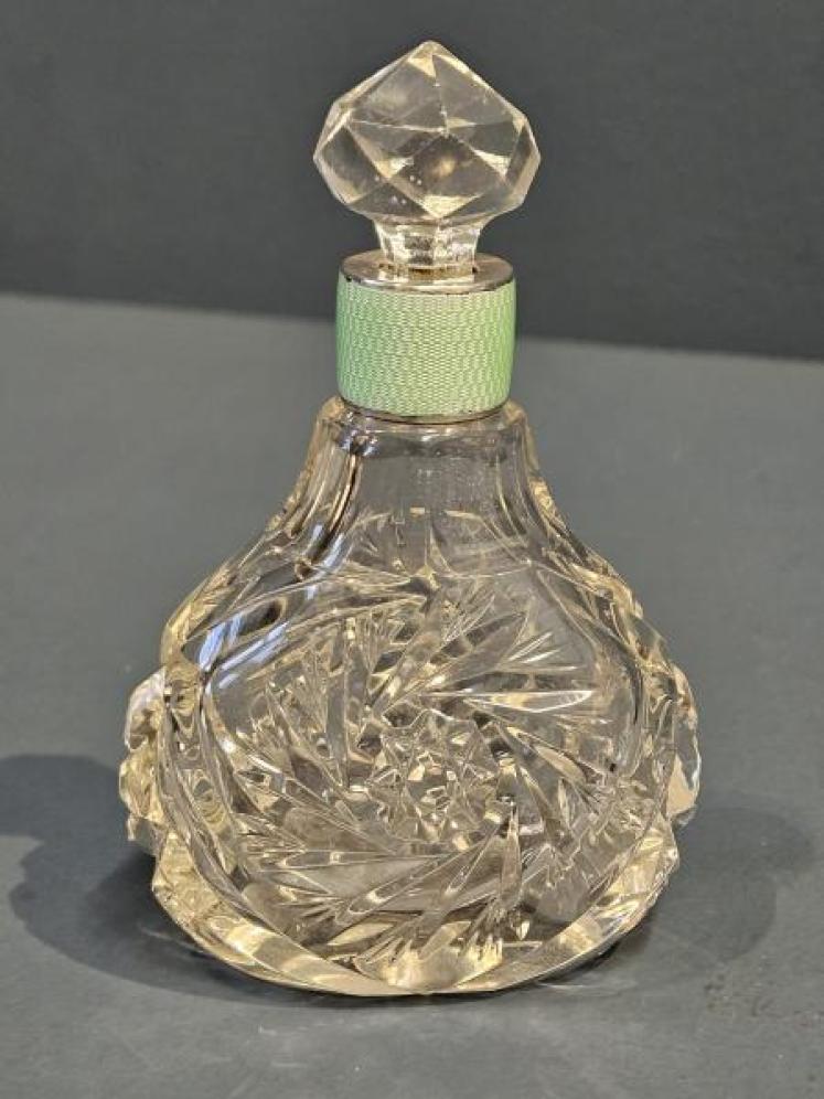 Silver and Engine Turned Enamel Collar Scent Bottle - Image 1