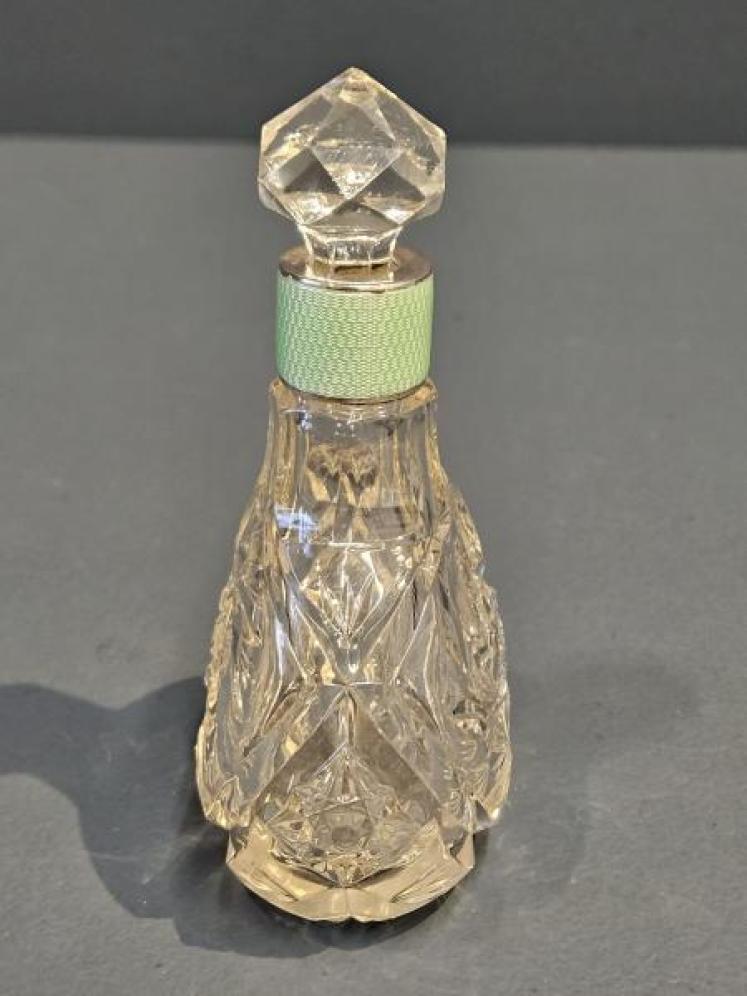 Silver and Engine Turned Enamel Collar Scent Bottle - Image 2