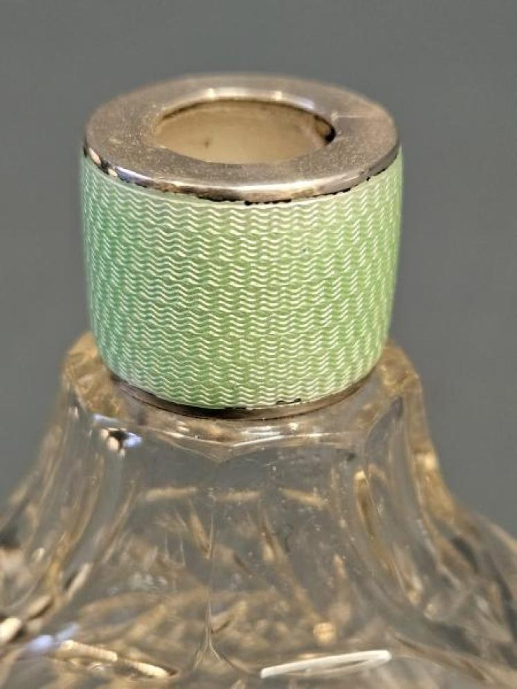 Silver and Engine Turned Enamel Collar Scent Bottle - Image 4