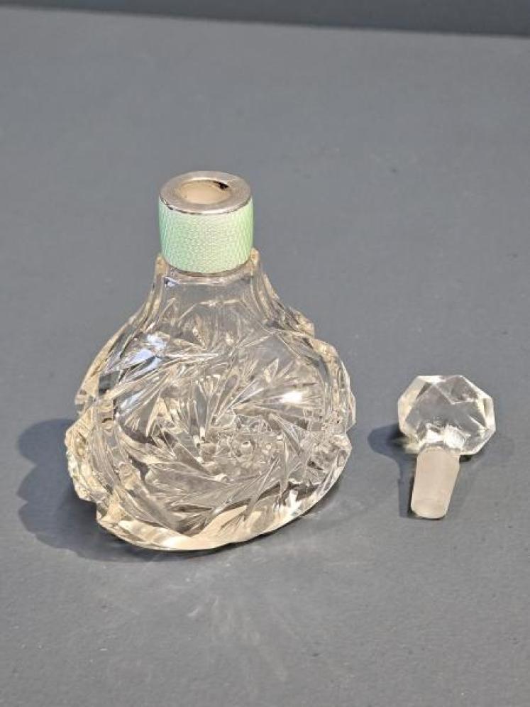 Silver and Engine Turned Enamel Collar Scent Bottle - Image 5