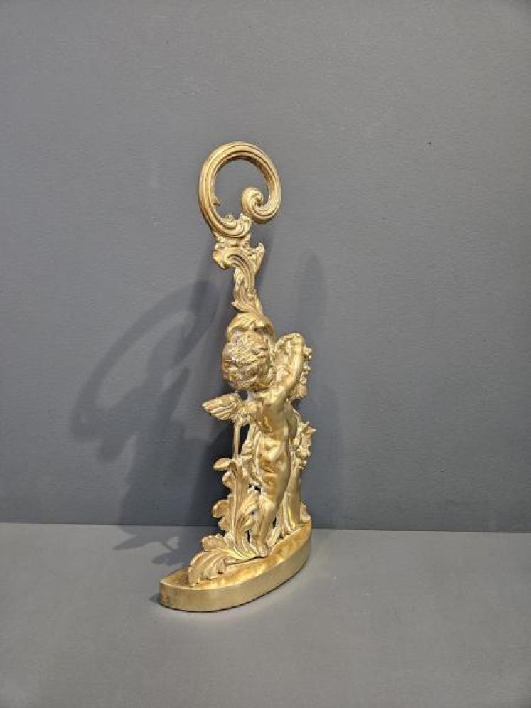 Victorian Cast Brass Cherub Door Stop - Image 3