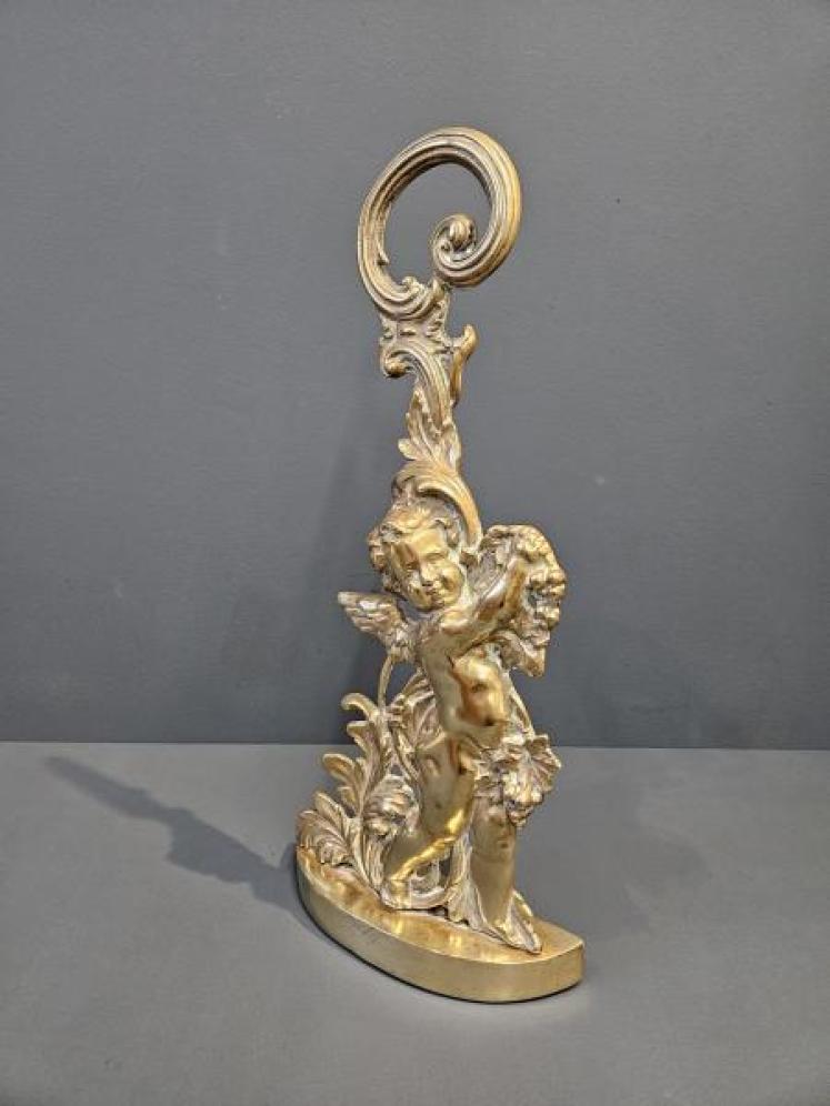 Victorian Cast Brass Cherub Door Stop - Image 5