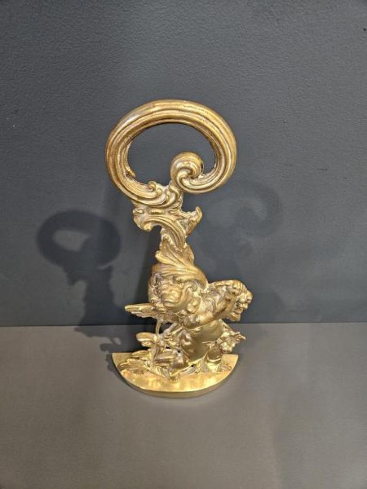 Victorian Cast Brass Cherub Door Stop - Image 6