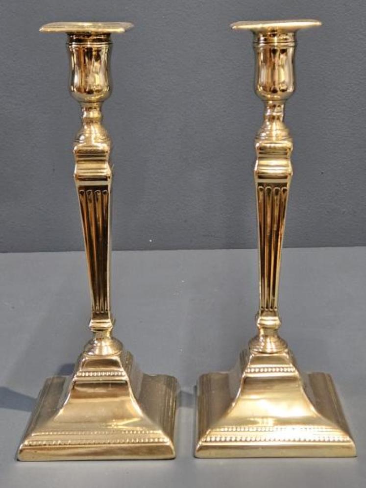 Pair of George III Brass Candlesticks - Image 1