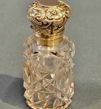 Victorian Silver Gilt Top Scent Bottle