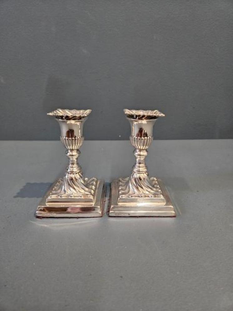 Matching Pair of Victorian Silver Candlesticks - Image 1
