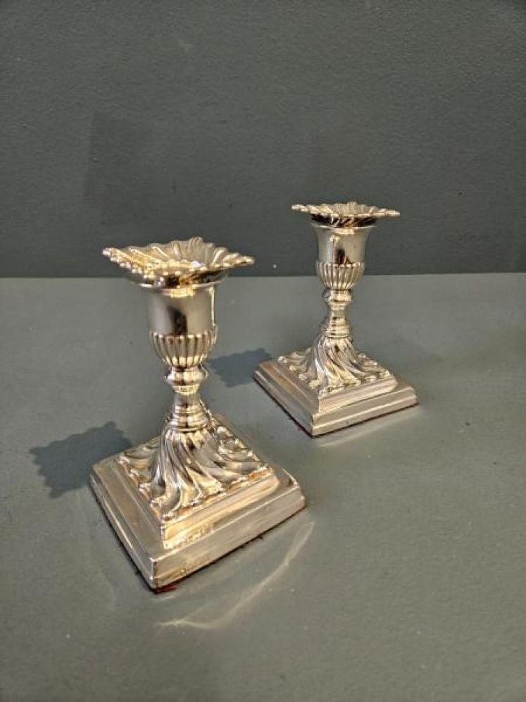 Matching Pair of Victorian Silver Candlesticks - Image 2