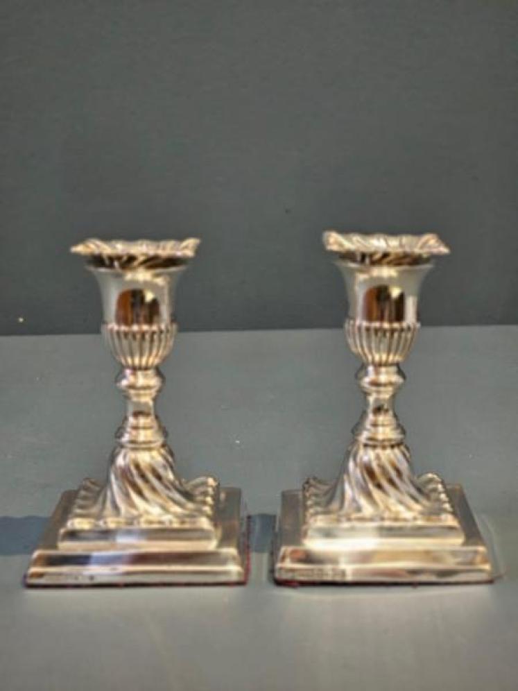 Matching Pair of Victorian Silver Candlesticks - Image 6