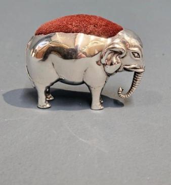 Large Edwardian Silver Elephant Pin Cushion