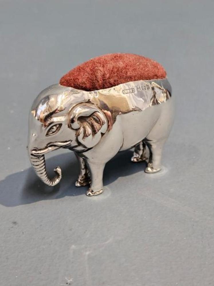 Large Edwardian Silver Elephant Pin Cushion - Image 6