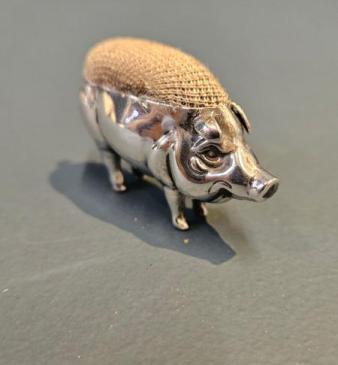 Edwardian Silver Pig Pin Cushion by Adie & Lovekin