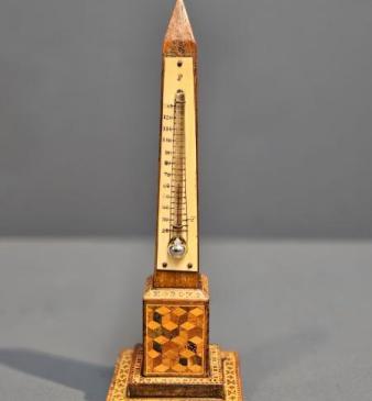 Victorian Tunbridge Ware Obelisk Thermometer