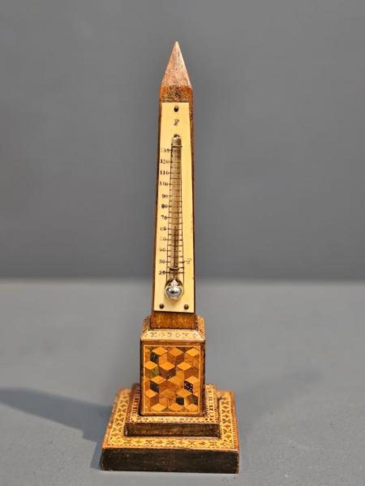 Victorian Tunbridge Ware Obelisk Thermometer - Image 1