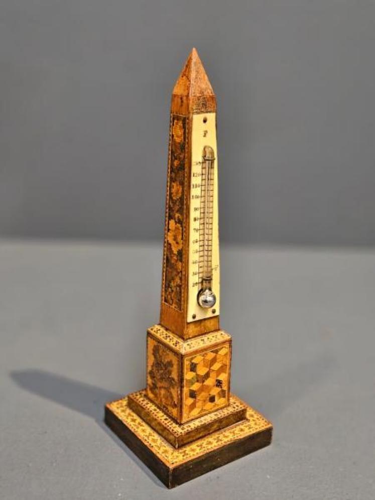 Victorian Tunbridge Ware Obelisk Thermometer - Image 4