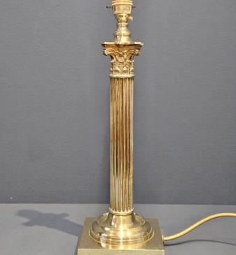 Edwardian Brass Corinthian Column Table Lamp