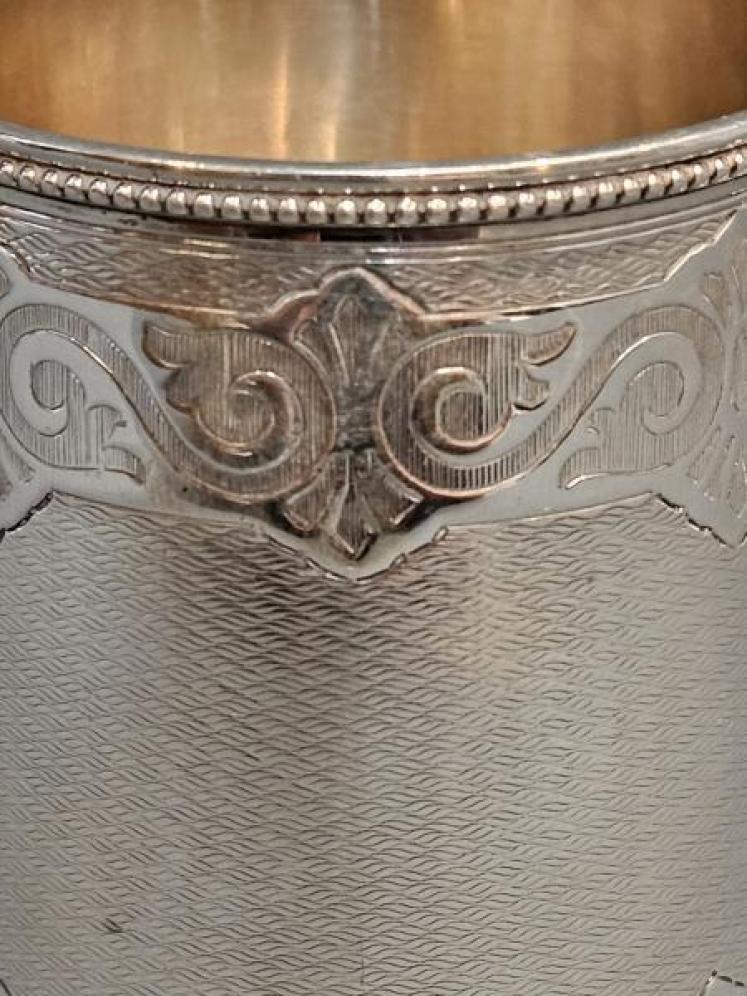 Victorian Engine Turned Silver Mug - Image 6