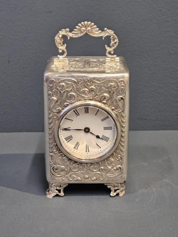 Superb Victorian Silver Carriage Clock by William Comyns - Image 1