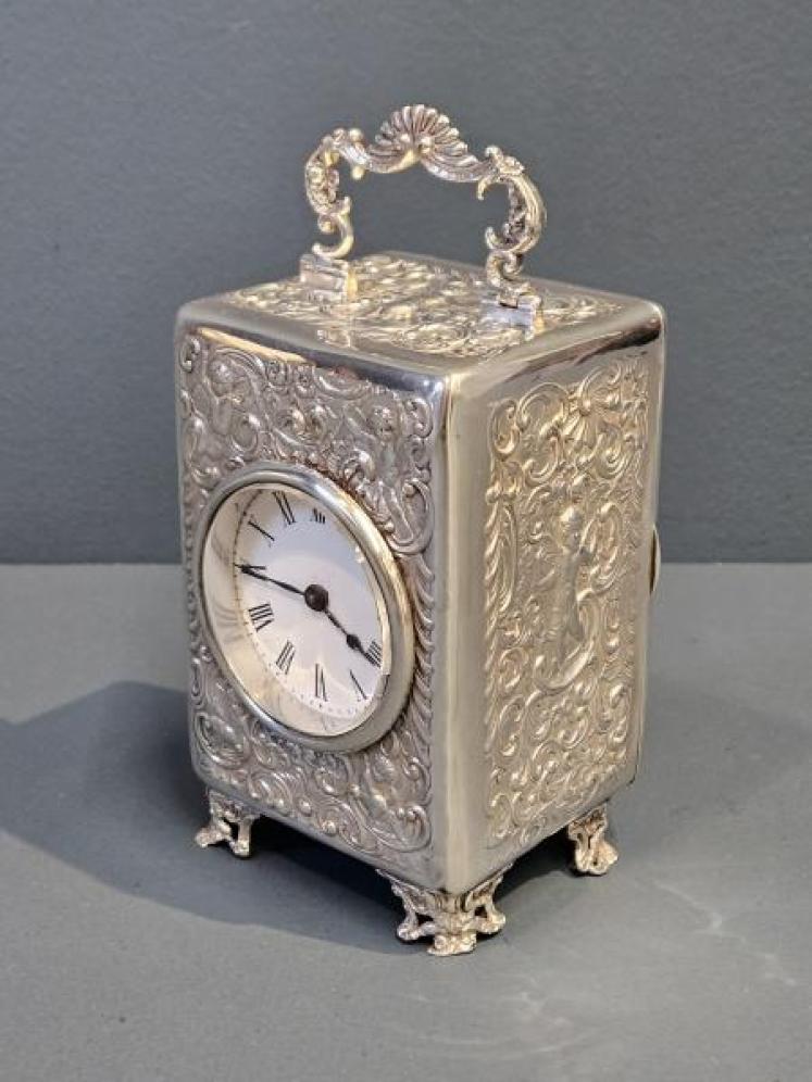 Superb Victorian Silver Carriage Clock by William Comyns - Image 2
