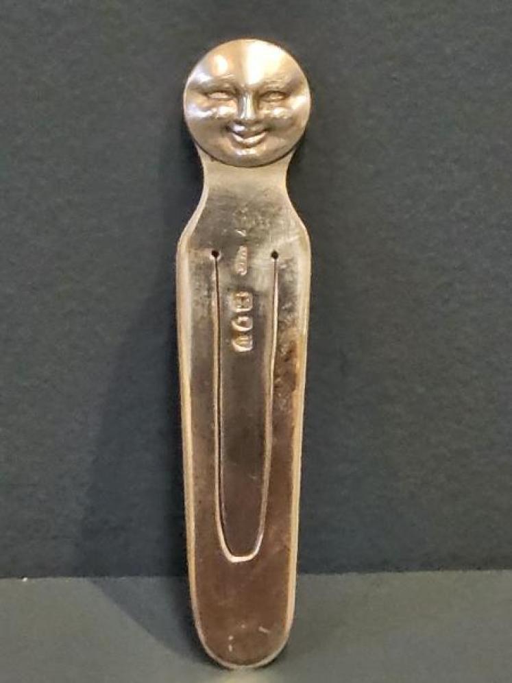 Victoria Sampson Mordan Moon Face Silver Bookmark - Image 1