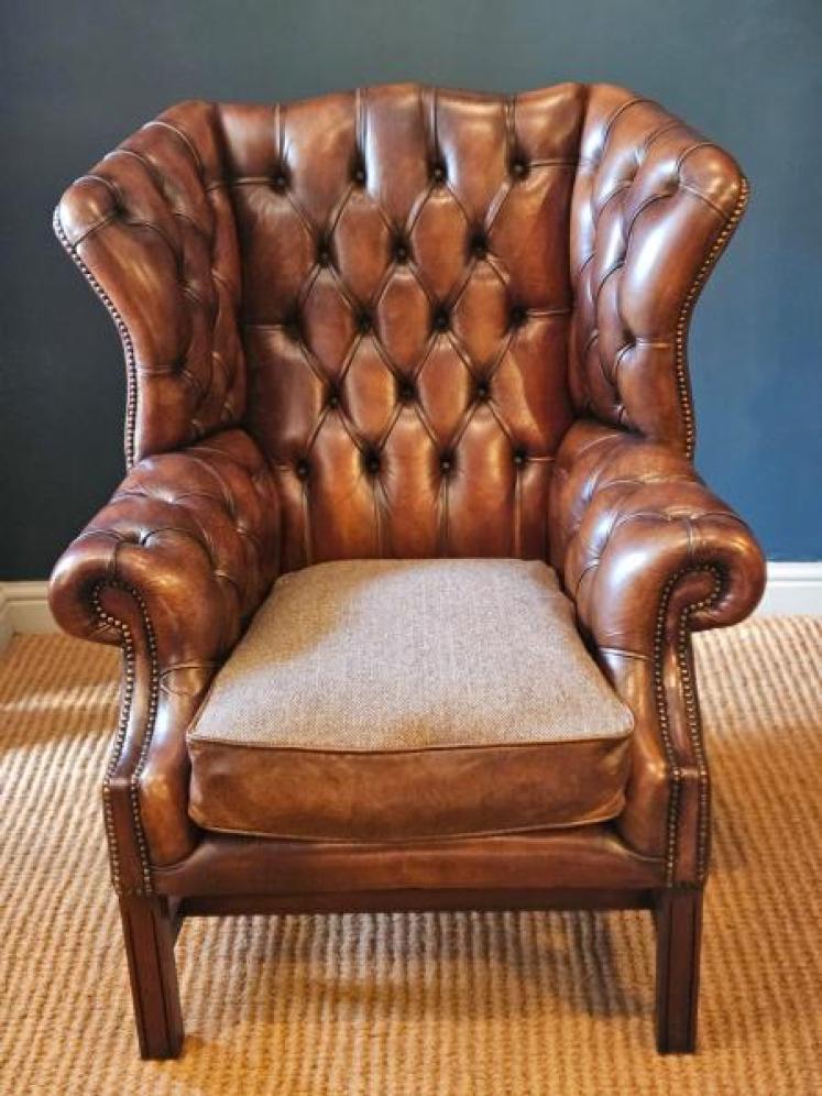 Wing Back Leather Arm Chair - Image 2