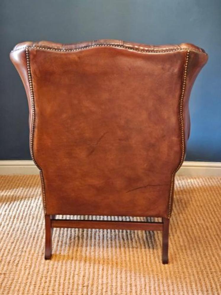 Wing Back Leather Arm Chair - Image 4