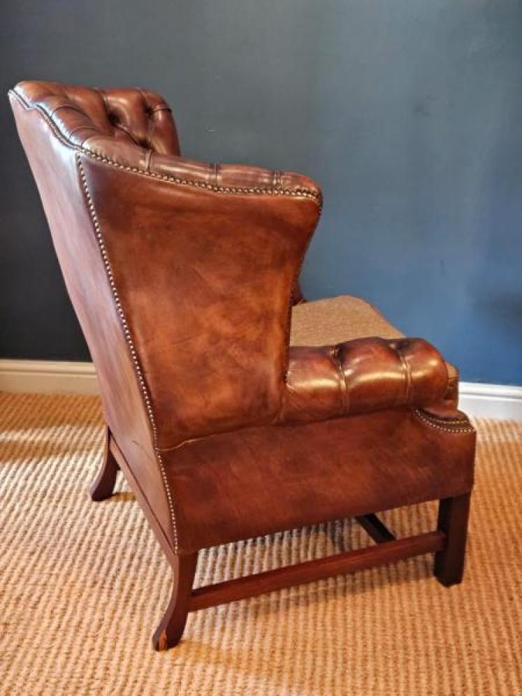 Wing Back Leather Arm Chair - Image 5