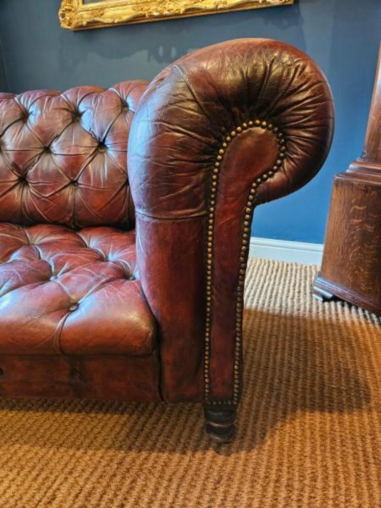 Victorian Leather Chesterfield Sofa - Image 6