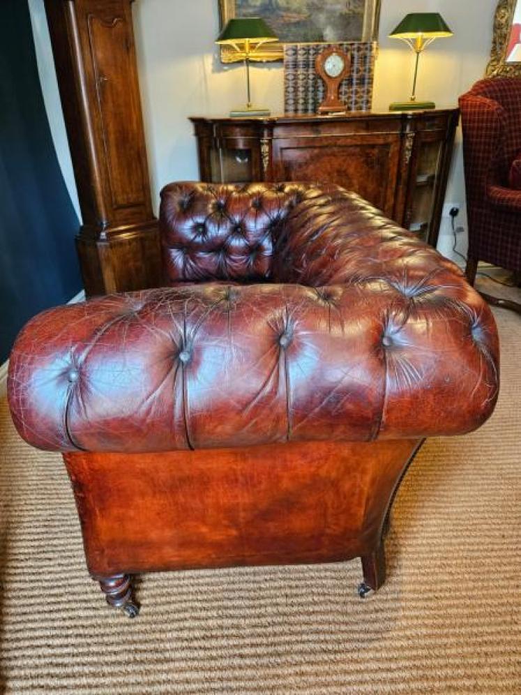Victorian Leather Chesterfield Sofa - Image 7