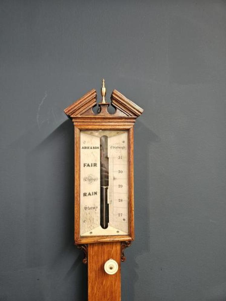 Adie of Edinburgh Victorian Oak Stick Barometer - Image 2